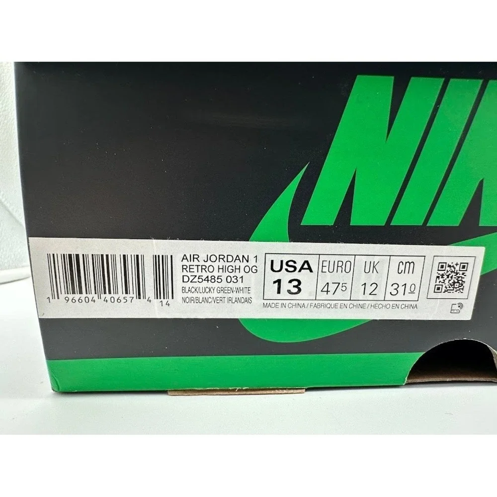 Nike‎ Air Jordan 1 Retro High OG Lucky Green Black White DZ5485-031 Mens Shoes